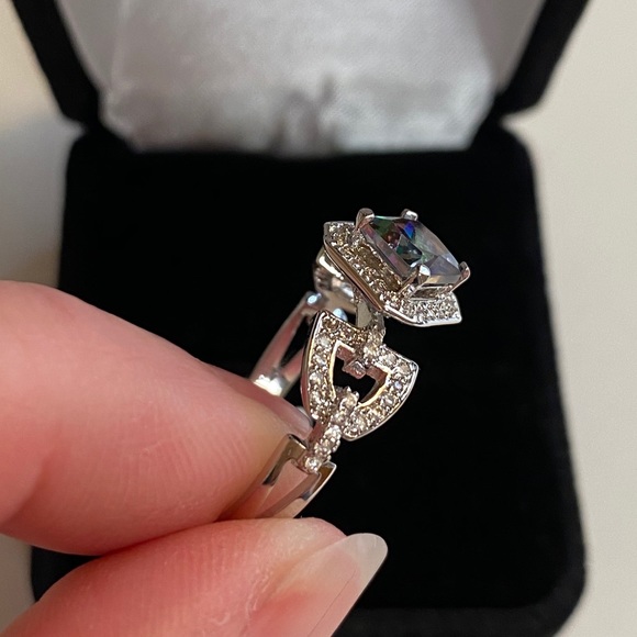 925 Sterling Silver Mystic Rainbow Diamond Ring - Picture 10 of 13